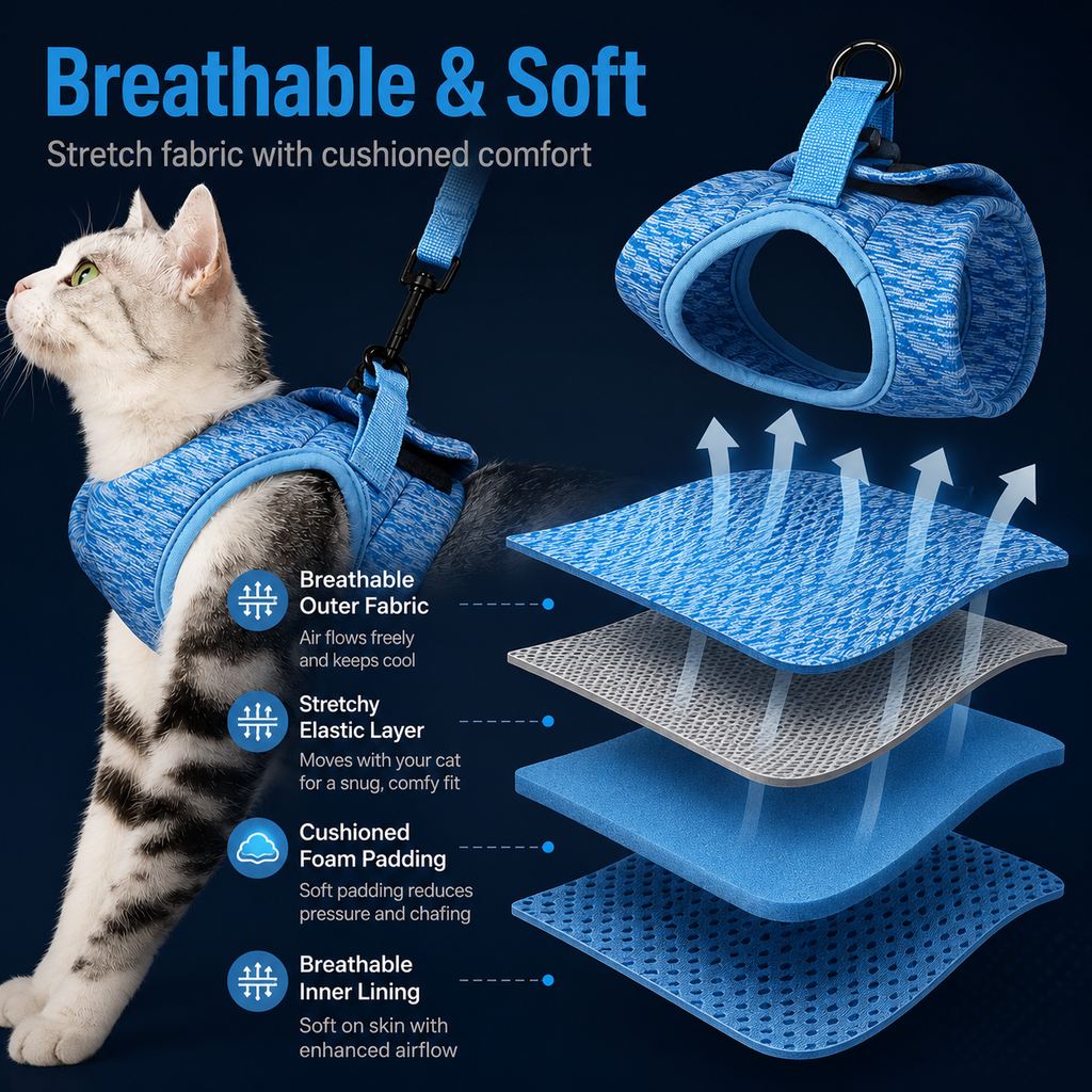 Breathable Cat Harness & Leash Set