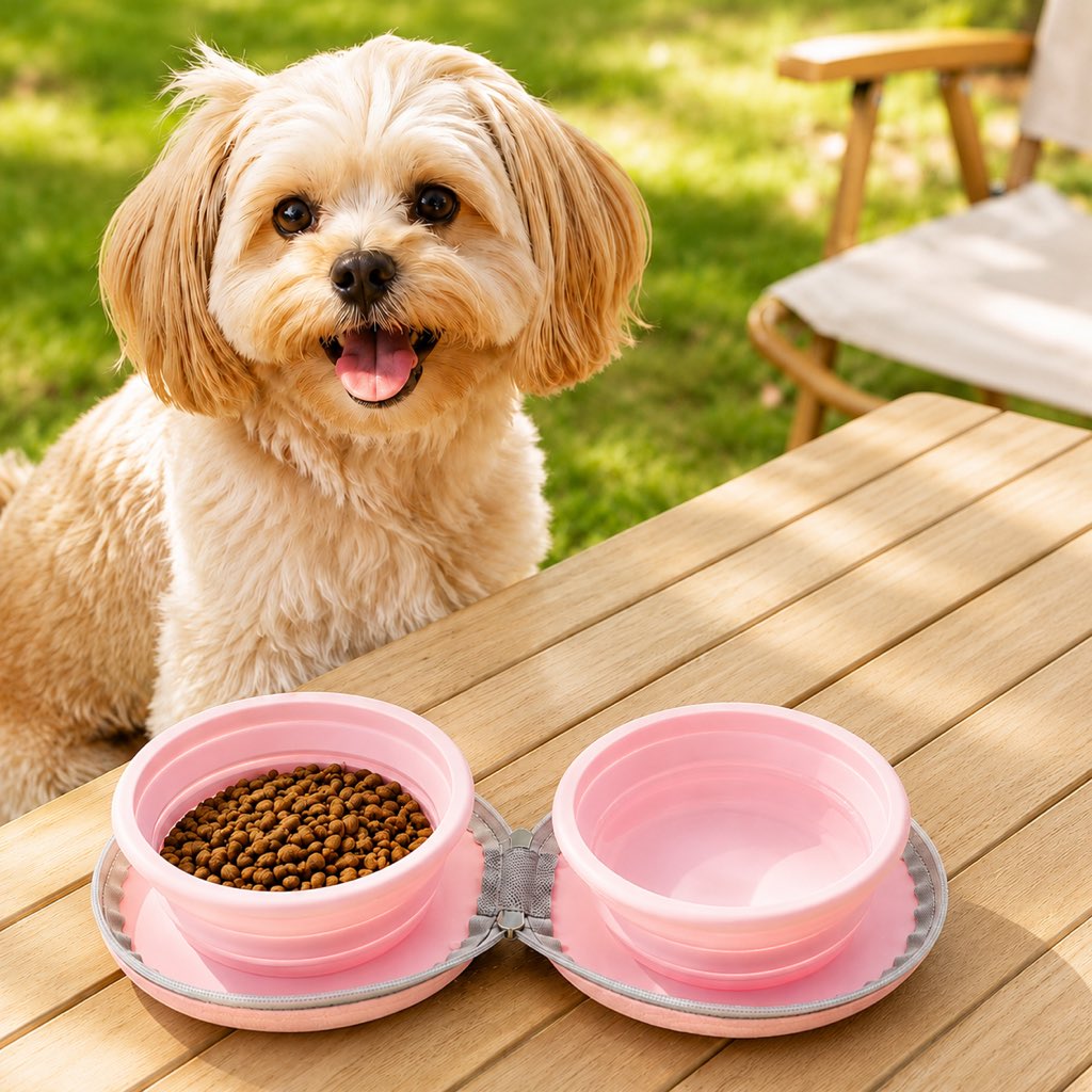2-in-1 Collapsible Pet Travel Bowl for Walks and Road Trips