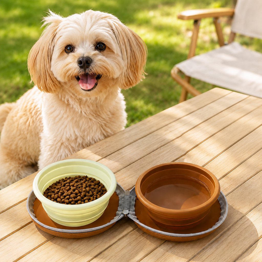 2-in-1 Collapsible Pet Travel Bowl for Walks and Road Trips