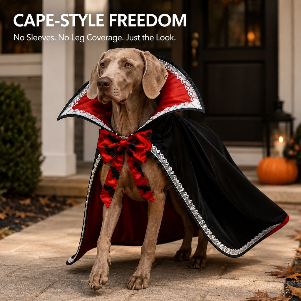 Vampire Dog Cape Halloween Costume with Stand-Up Collar