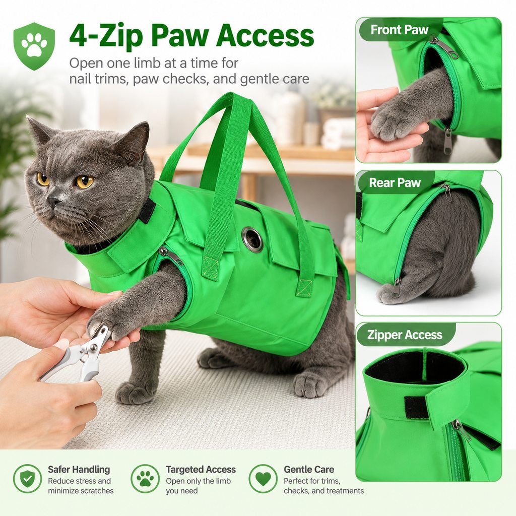 Multi-Use Cat Carrier and Grooming Bag with Paw Access