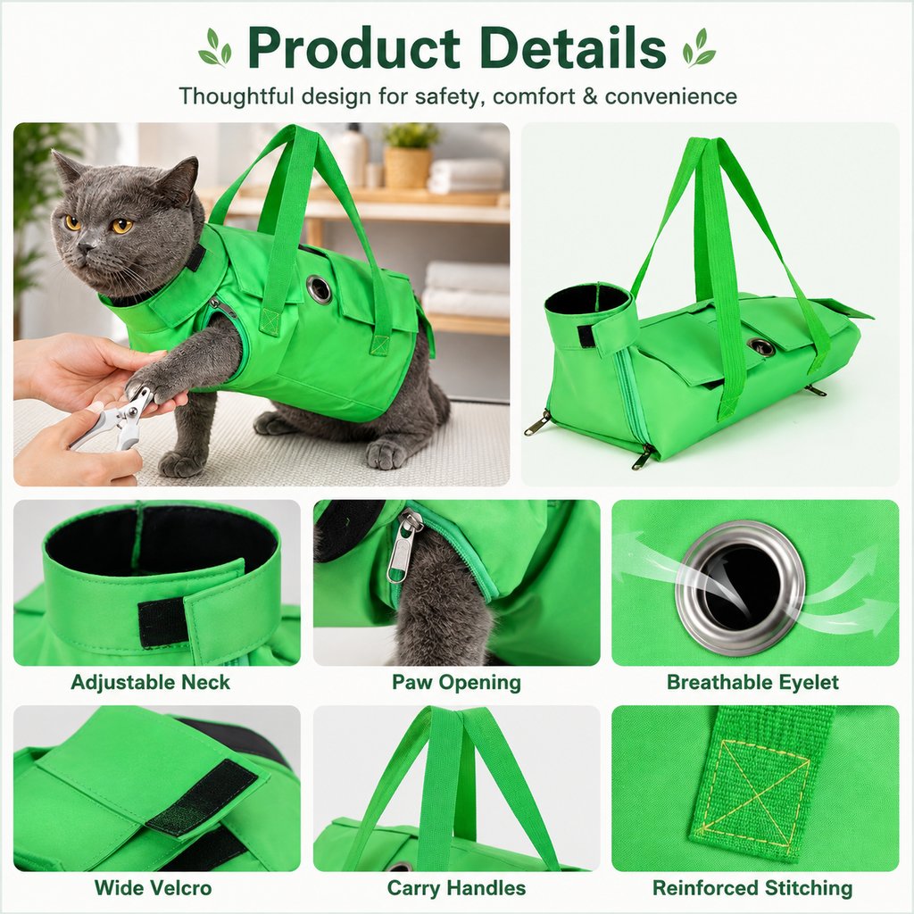 Multi-Use Cat Carrier and Grooming Bag with Paw Access