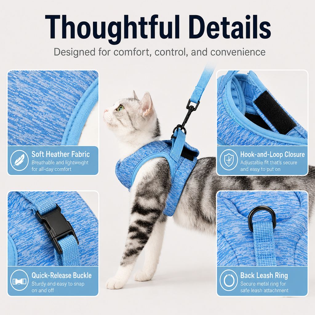 Breathable Cat Harness & Leash Set
