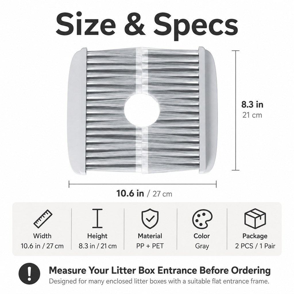 Cat Litter Box Self-Grooming Brush Door 2-Piece Set