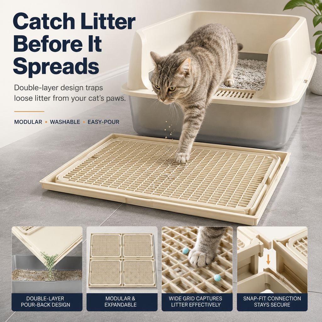 Modular Double-Layer Cat Litter Mat for Litter Boxes