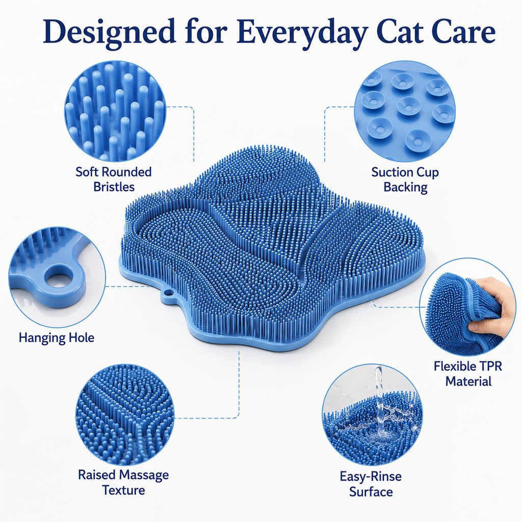 Soft TPR Cat Scratch & Massage Mat for Indoor Cats
