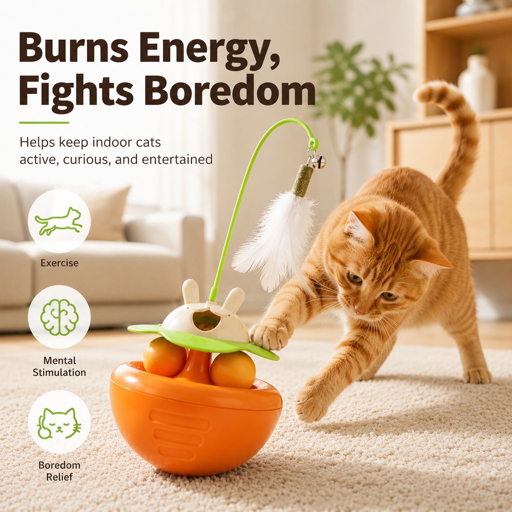 Interactive Wobble Cat Toy with Treat Dispenser