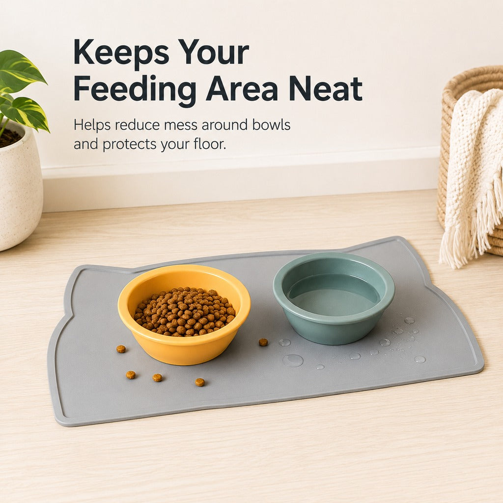 Raised-Edge Silicone Pet Feeding Mat for Cats & Dogs