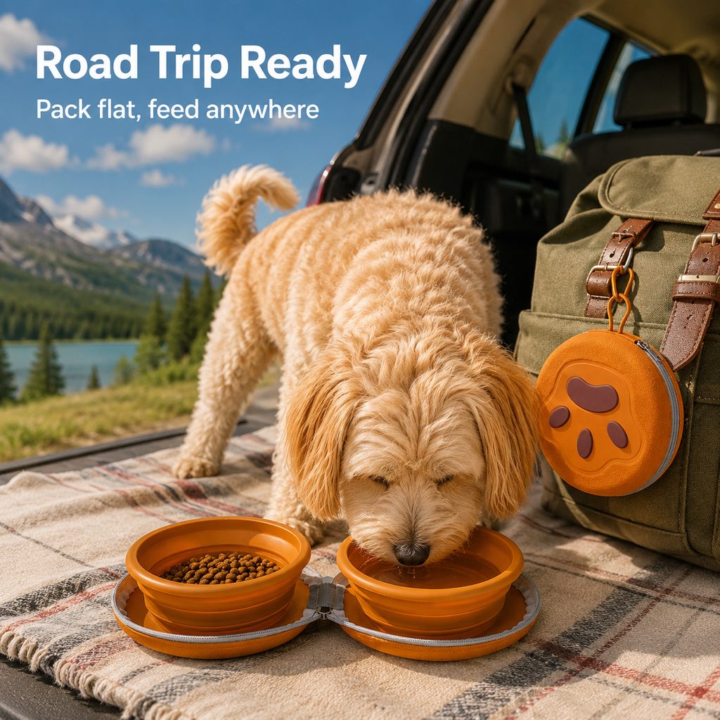 2-in-1 Collapsible Pet Travel Bowl for Walks and Road Trips