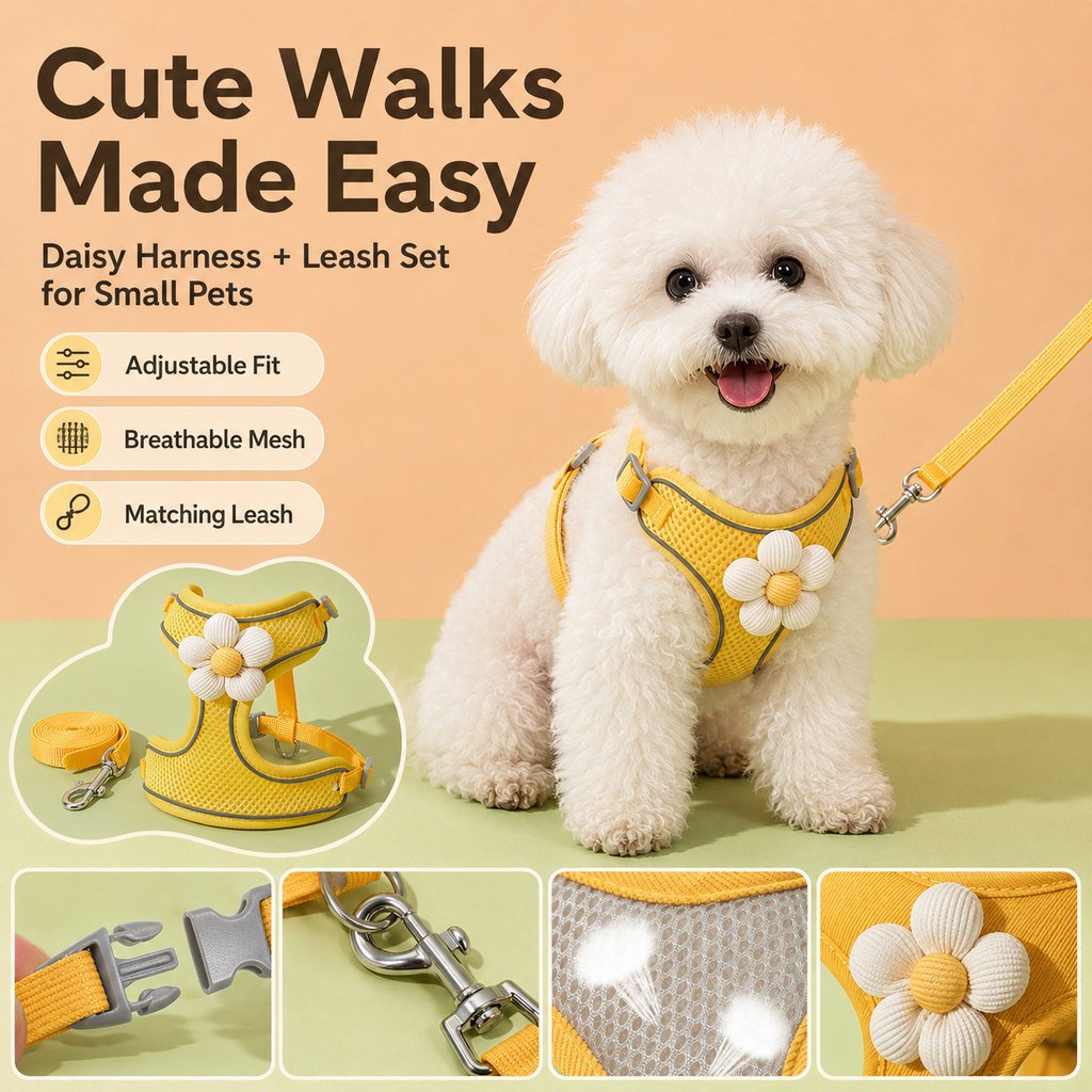 Daisy Pet Harness & Leash Set for Small Dogs & Cats