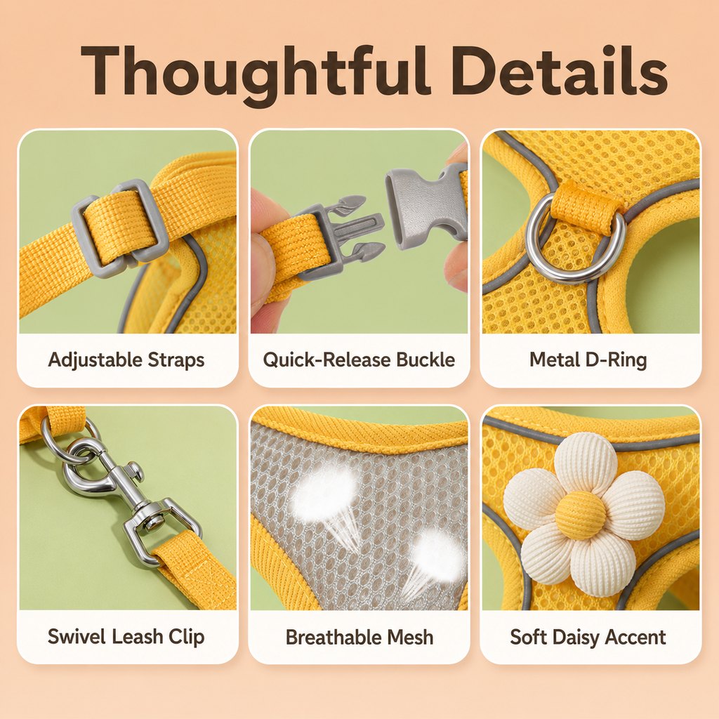 Daisy Pet Harness & Leash Set for Small Dogs & Cats