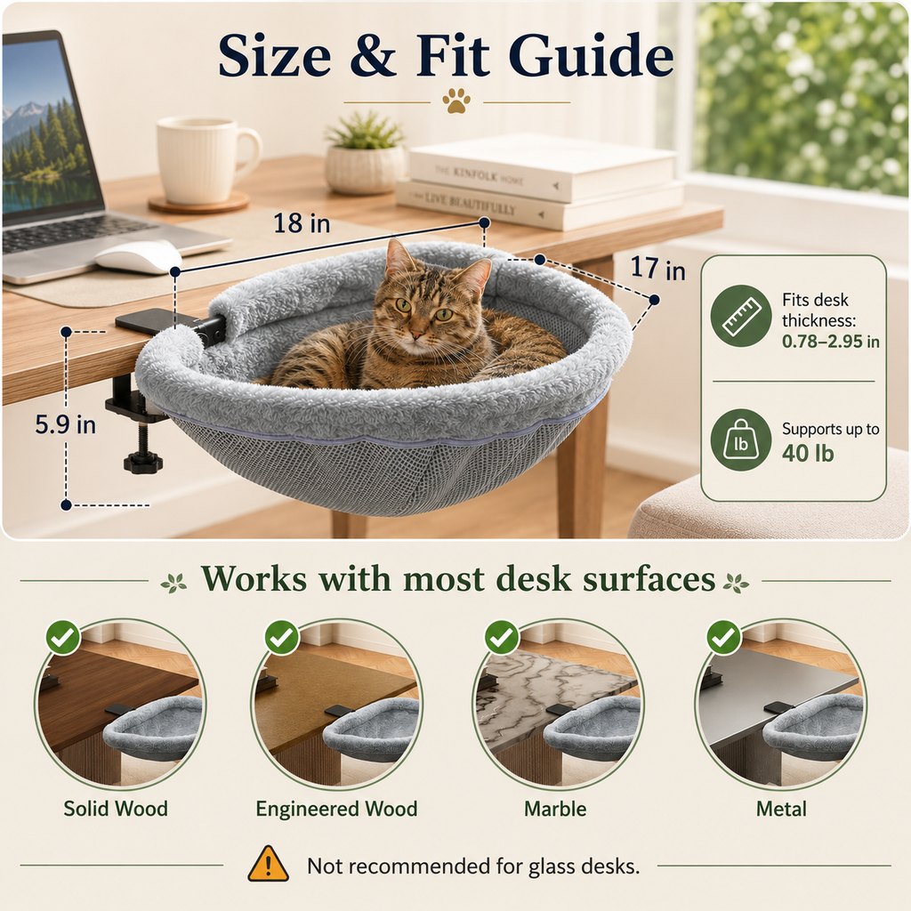 Desk-Mounted Clamp-On Cat Bed