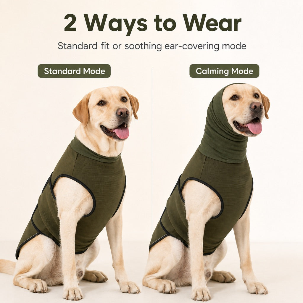 Dog Calming Shirt with Ear Hood for Fireworks & Storms