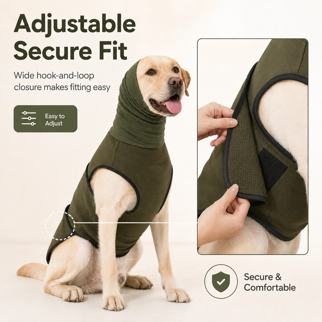 Dog Calming Shirt with Ear Hood for Fireworks & Storms
