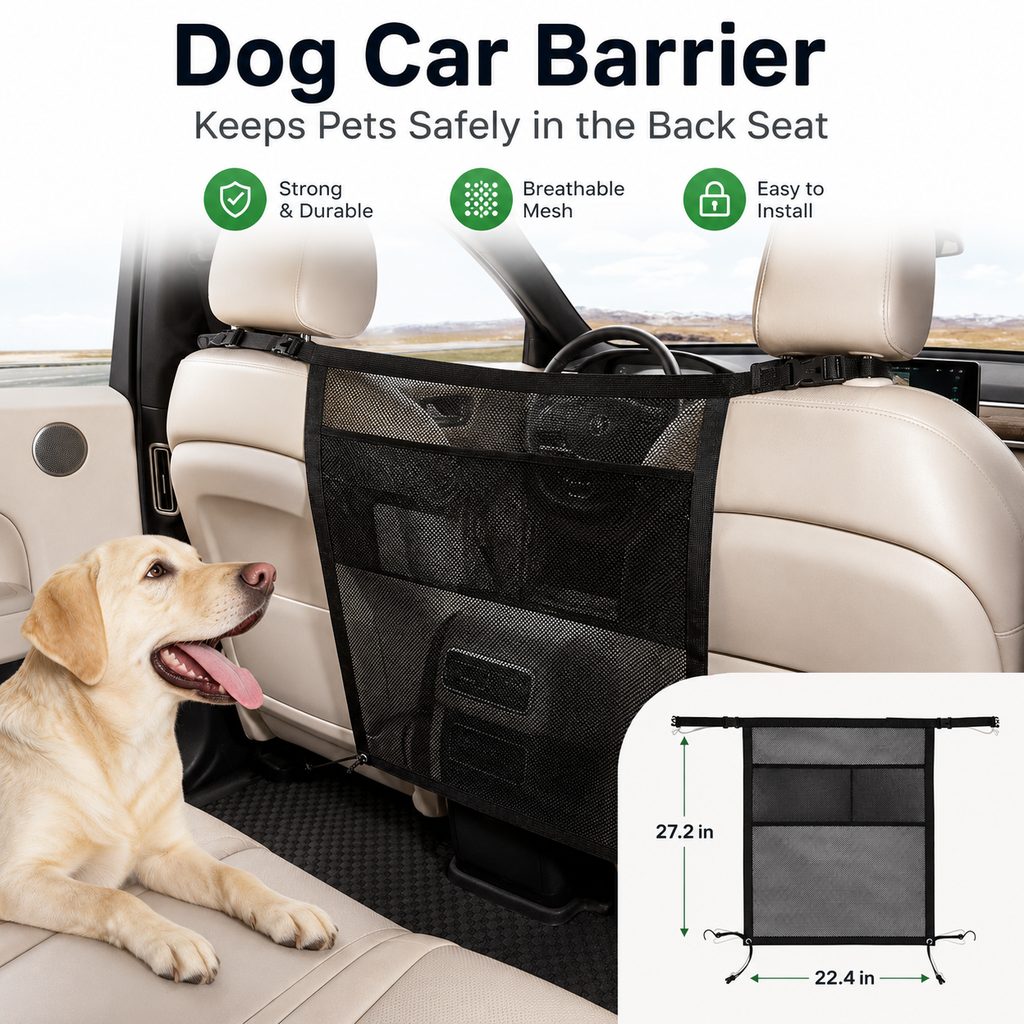 Dog Car Barrier Mesh for Back Seat Road Trips