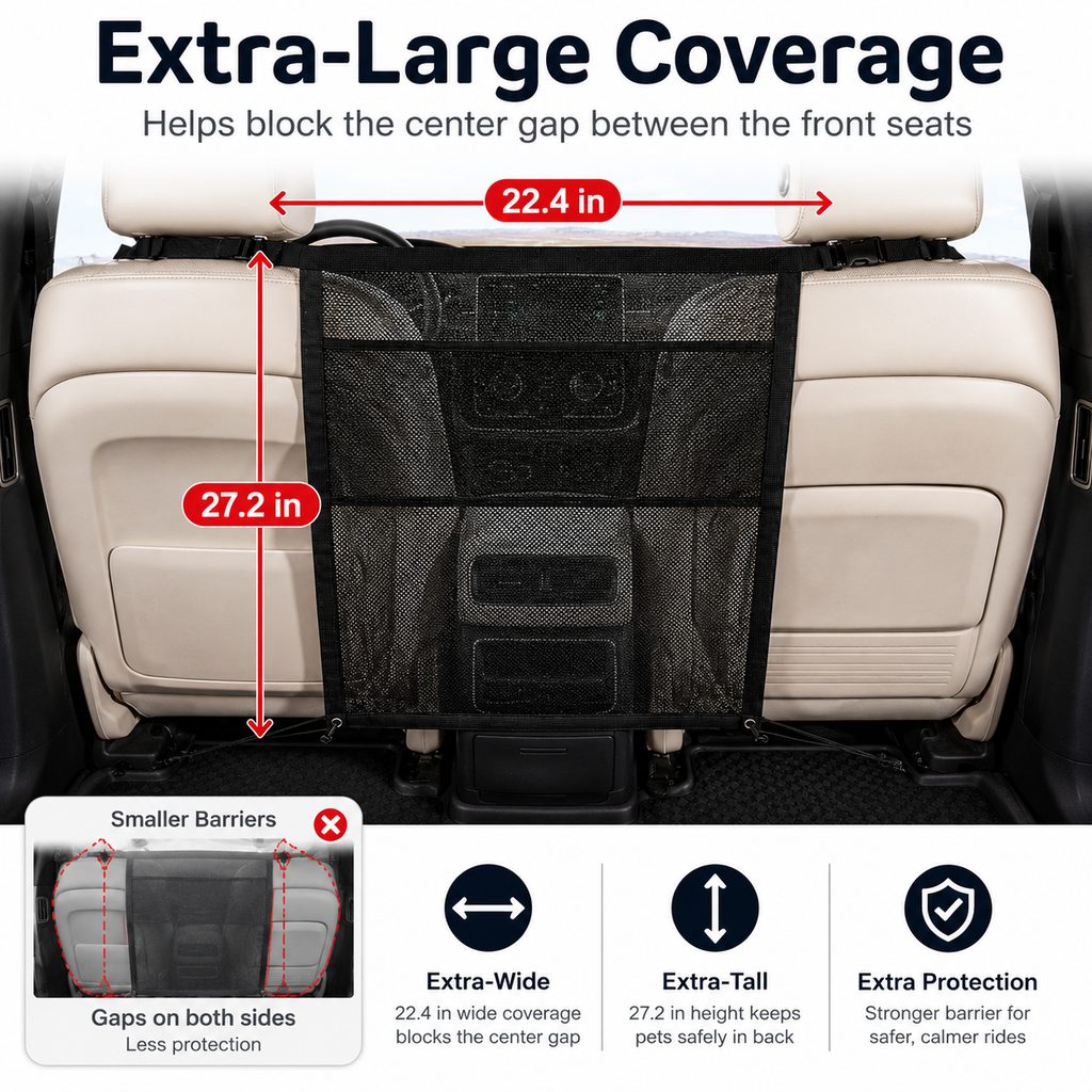 Dog Car Barrier Mesh for Back Seat Road Trips