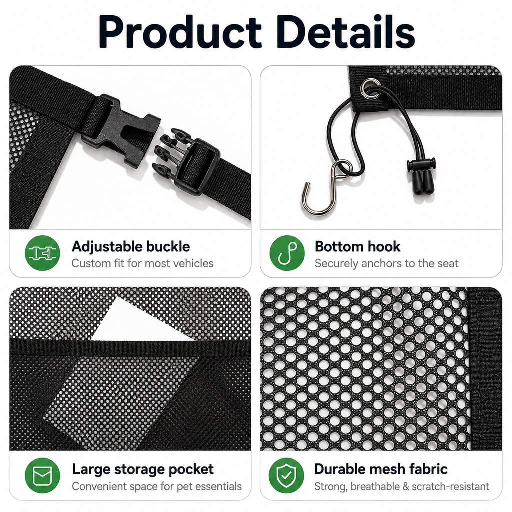 Dog Car Barrier Mesh for Back Seat Road Trips