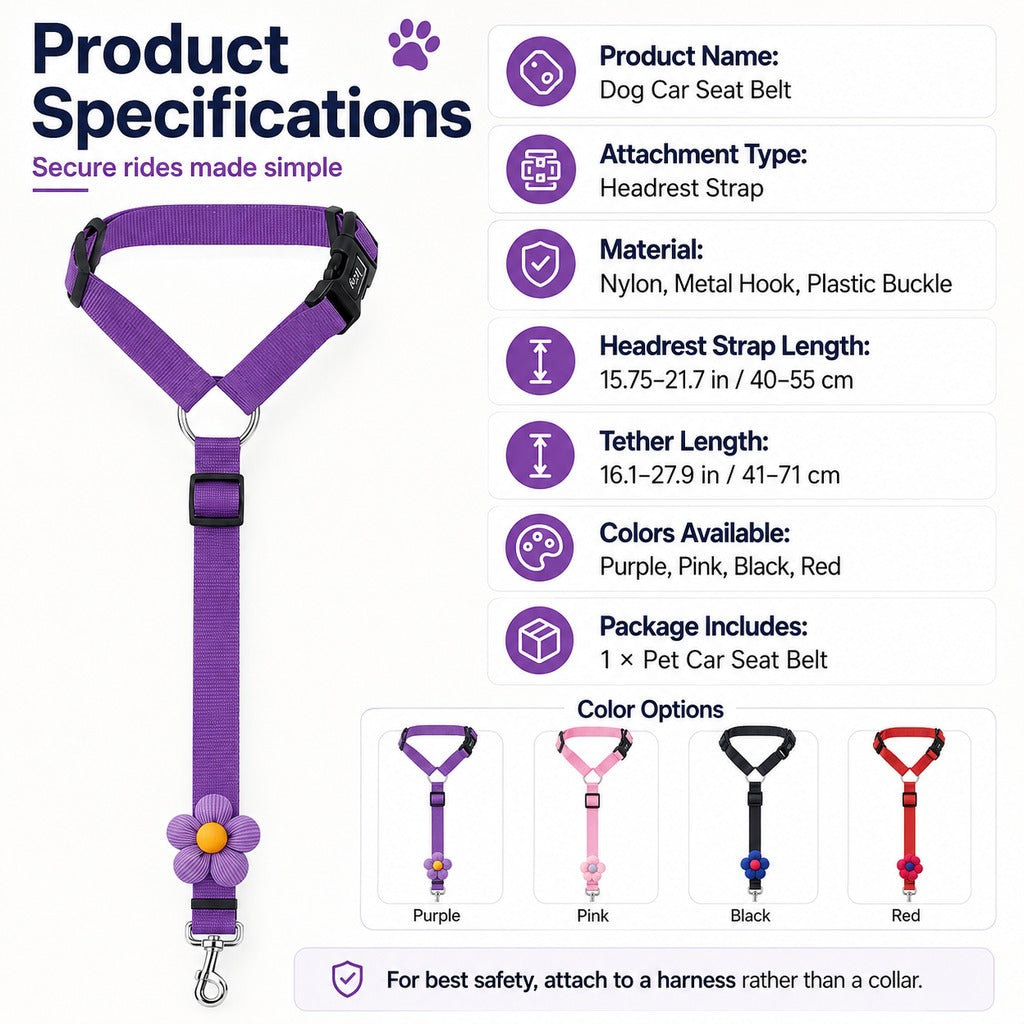 Adjustable Dog Car Seat Belt for Back Seat Travel