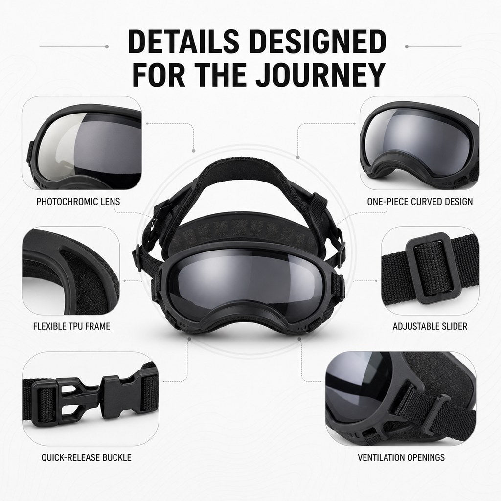 Photochromic Dog Goggles for Hiking and Car Rides