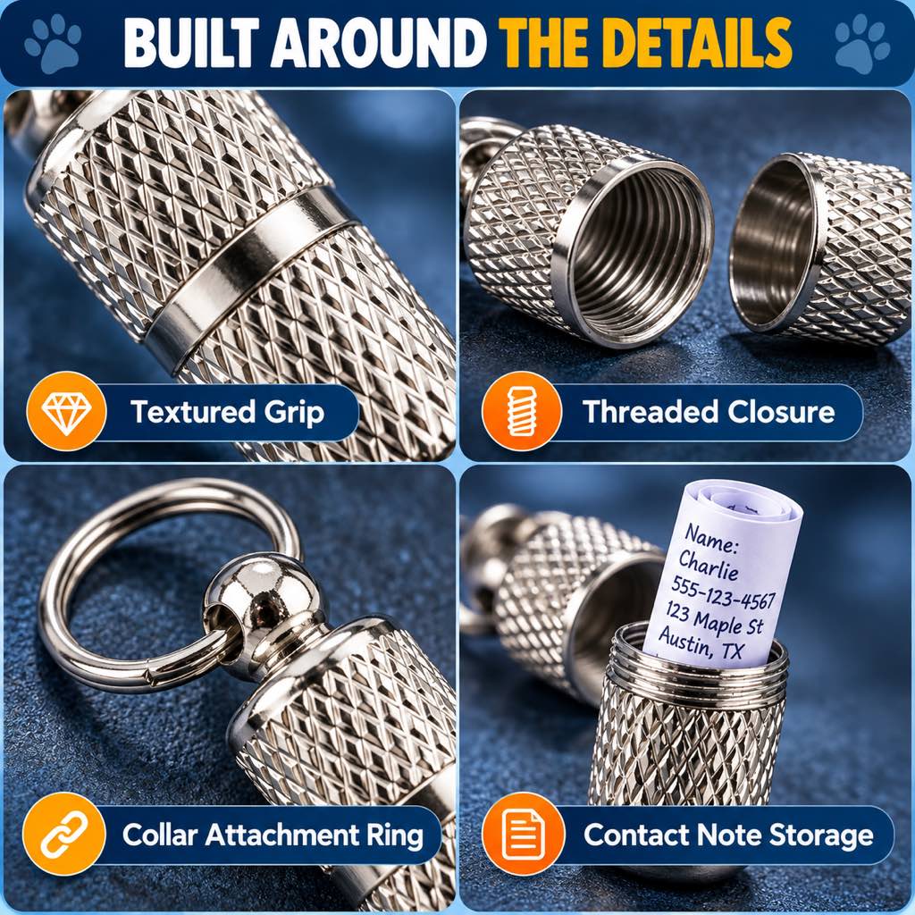 Dog ID Contact Capsule for Collars, 3-Pack