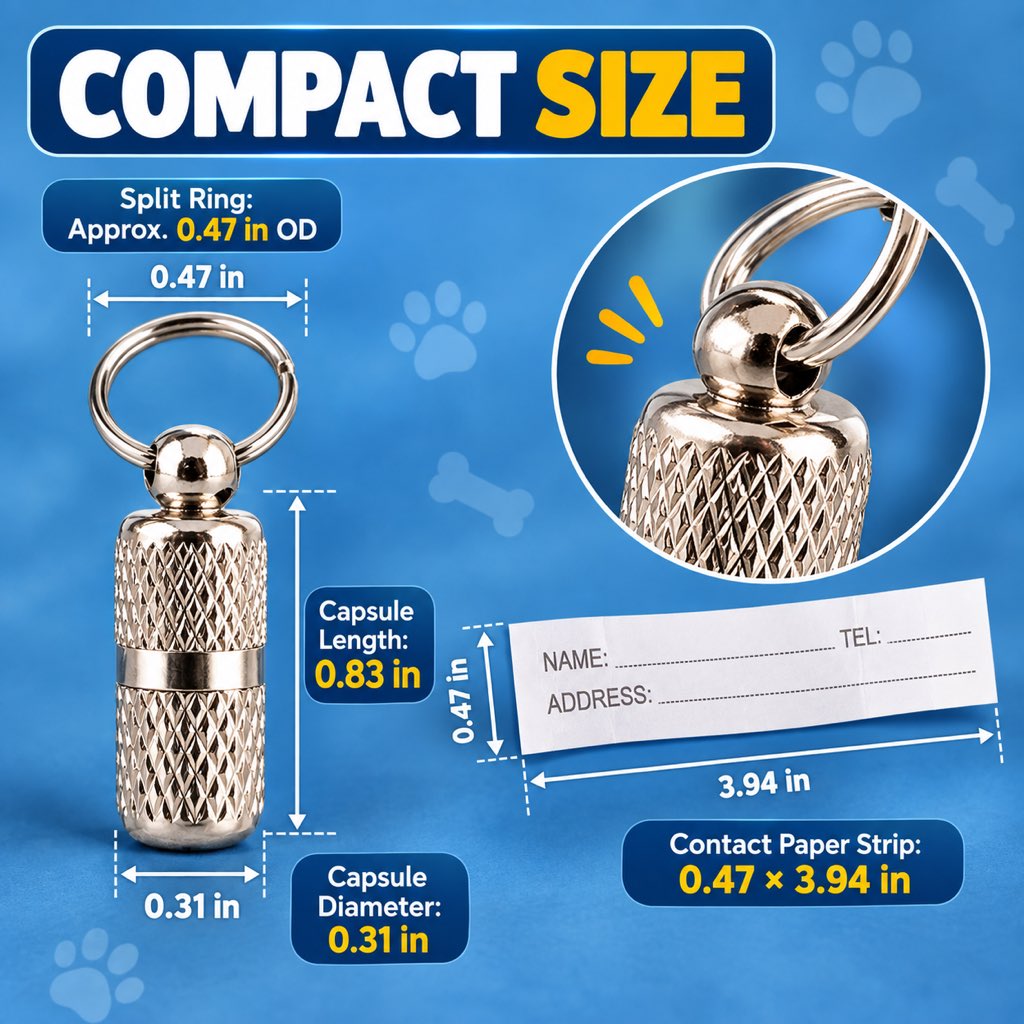 Dog ID Contact Capsule for Collars, 3-Pack