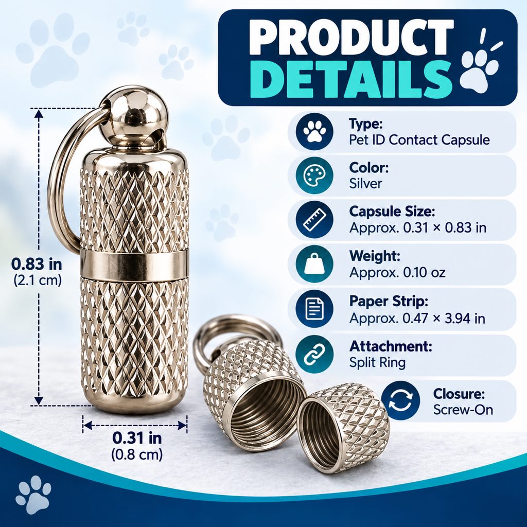 Dog ID Contact Capsule for Collars, 3-Pack