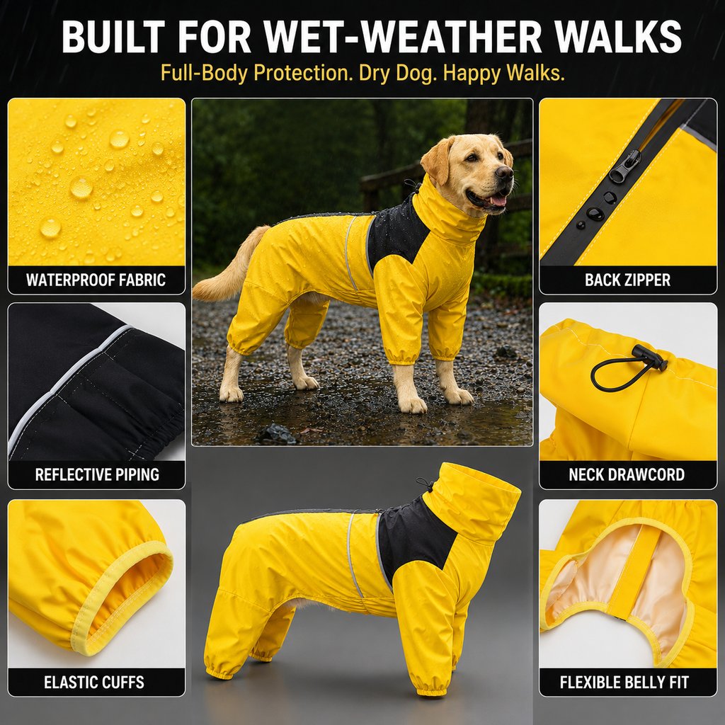 Full-Body Waterproof Dog Rain Suit for Muddy Walks