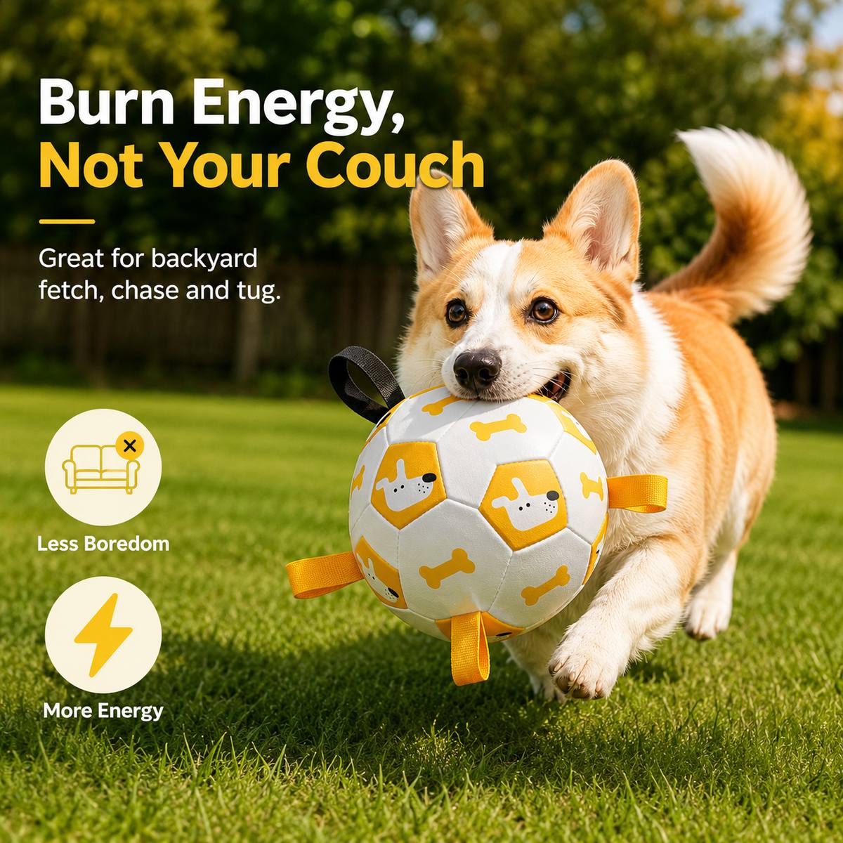Interactive Dog Soccer Ball with Grab Tabs - Inflatable