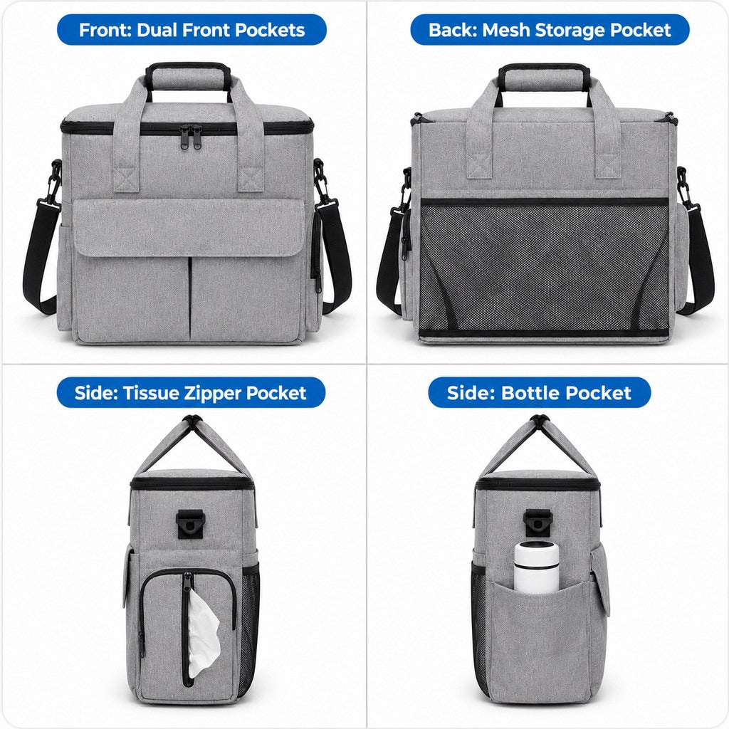Pet Travel Bag Organizer - Collapsible Bowls, Sleeve