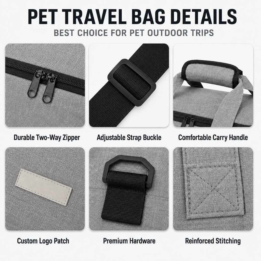 Pet Travel Bag Organizer - Collapsible Bowls, Sleeve