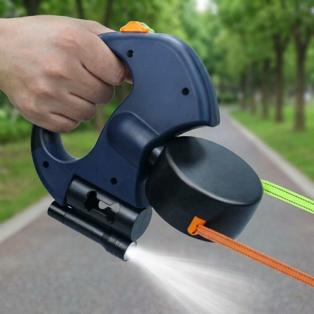 Dual Dog Leash, 360° Tangle-Free Retractable with LED