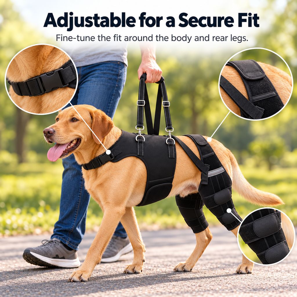 Dual Rear Leg Support Harness with Lift Handle for Dogs