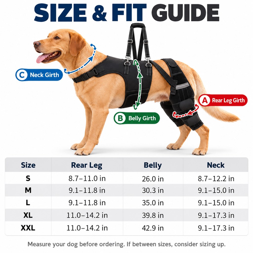 Dual Rear Leg Support Harness with Lift Handle for Dogs