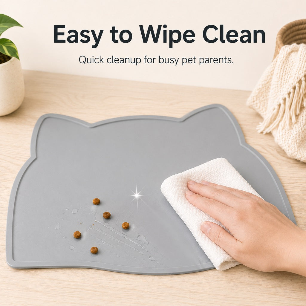 Raised-Edge Silicone Pet Feeding Mat for Cats & Dogs