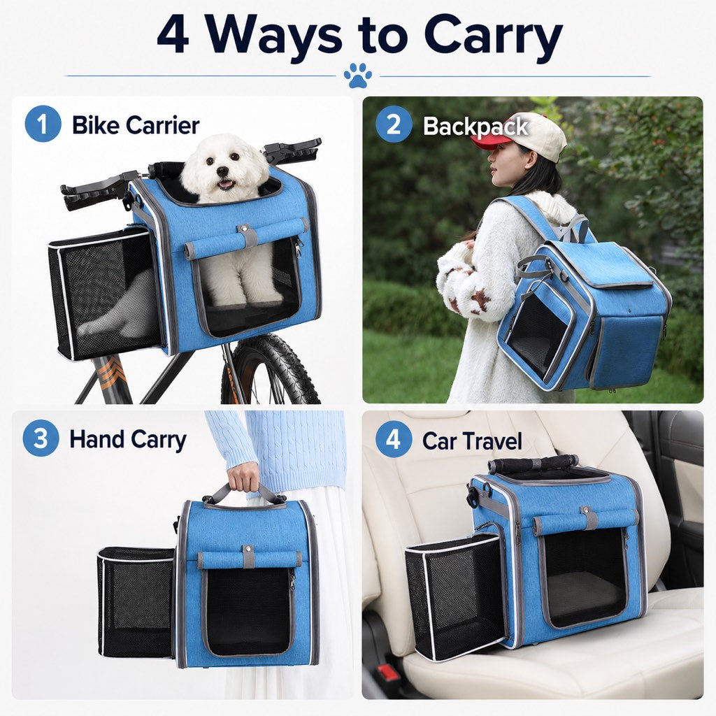4-in-1 Expandable Bike Pet Carrier Backpack