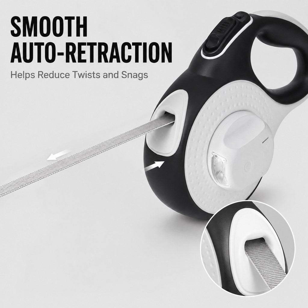 LED Retractable Dog Leash with Path Light