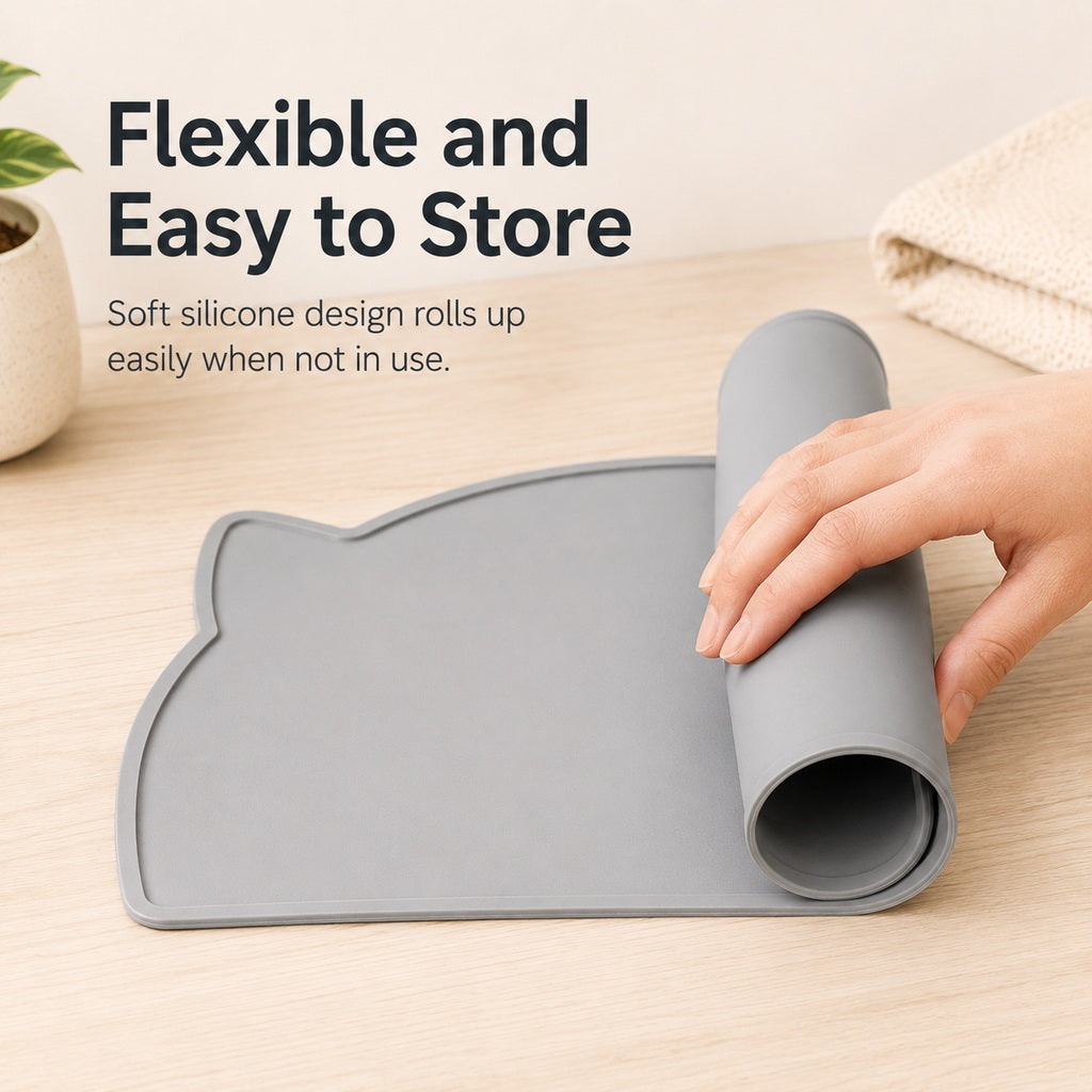 Raised-Edge Silicone Pet Feeding Mat for Cats & Dogs