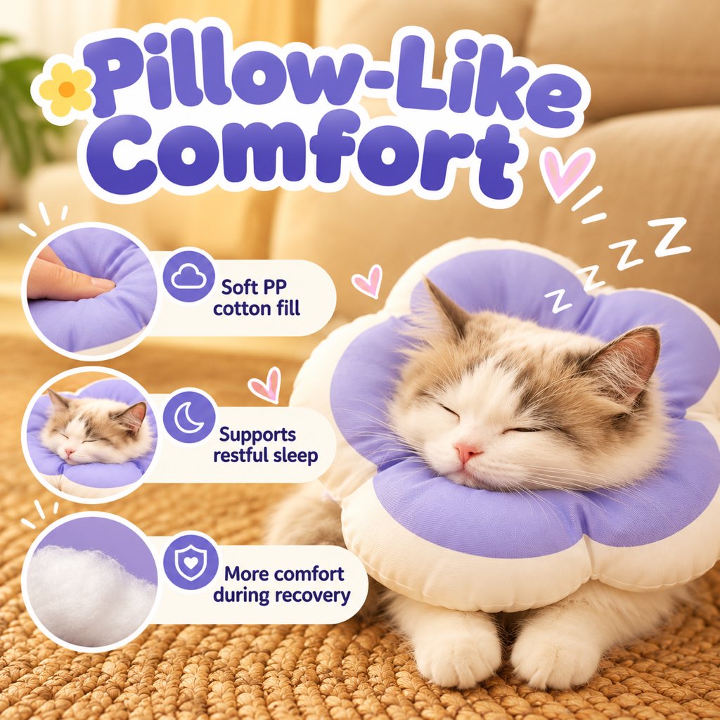 Soft Flower Recovery Collar for Cats & Small Dogs