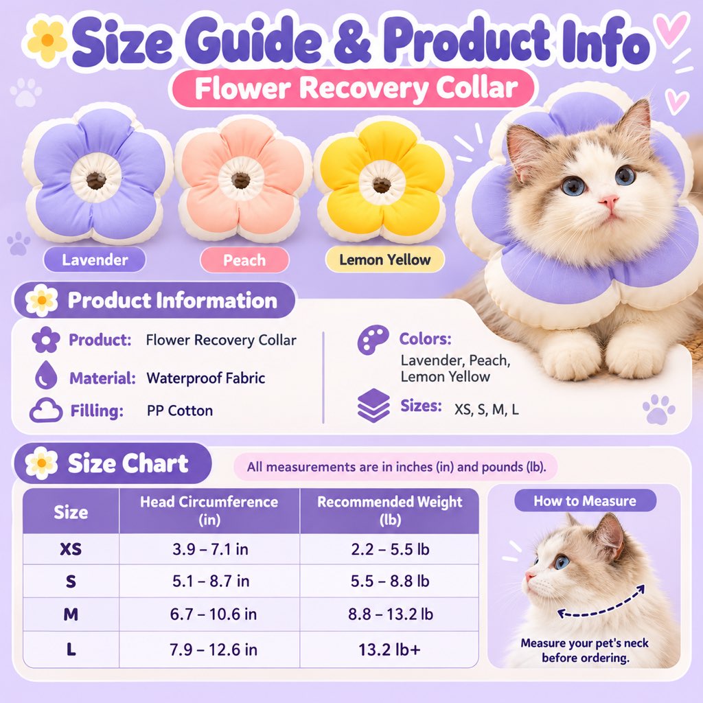 Soft Flower Recovery Collar for Cats & Small Dogs