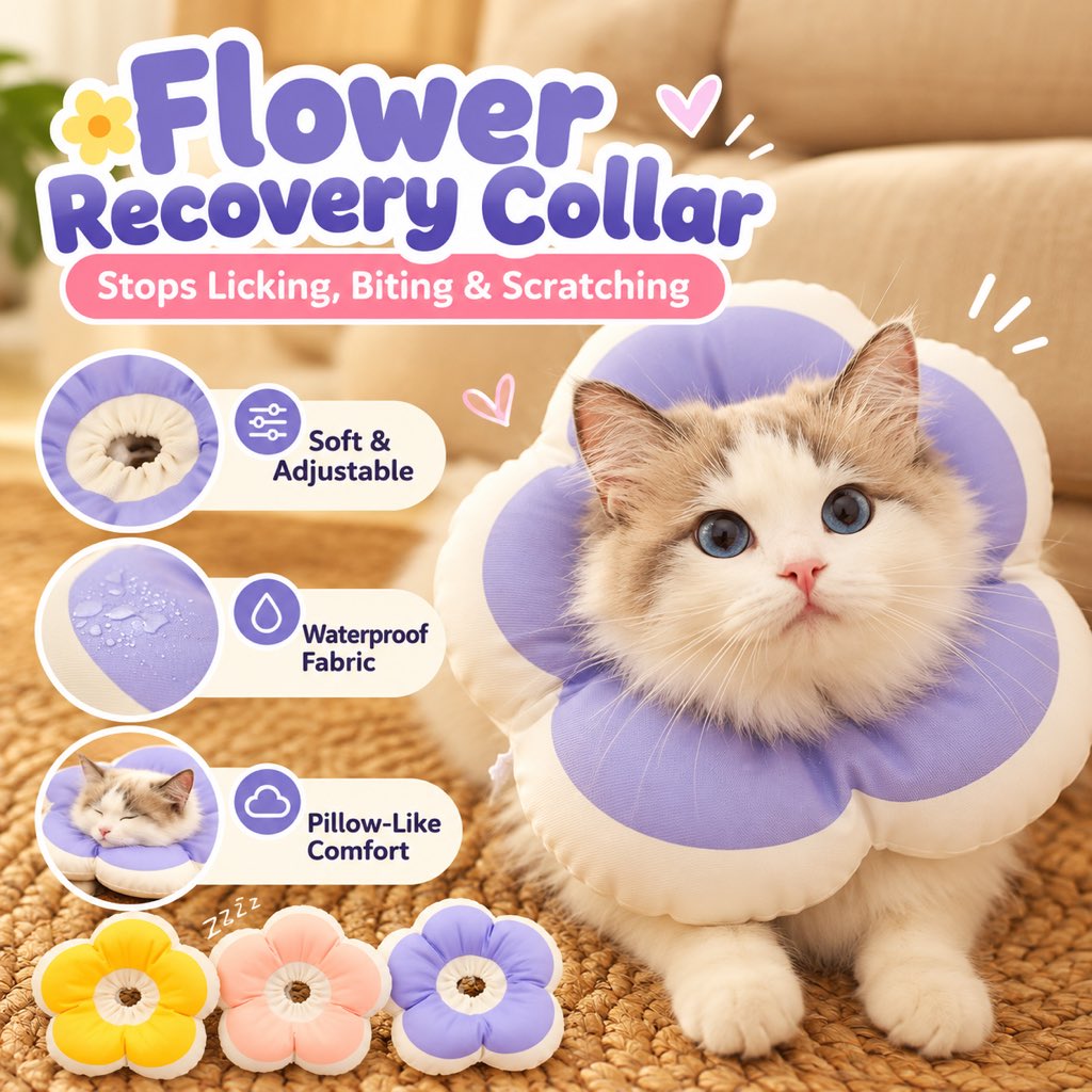 Soft Flower Recovery Collar for Cats & Small Dogs