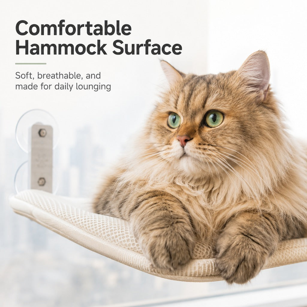 Foldable Cat Window Hammock with Suction Cup Mount