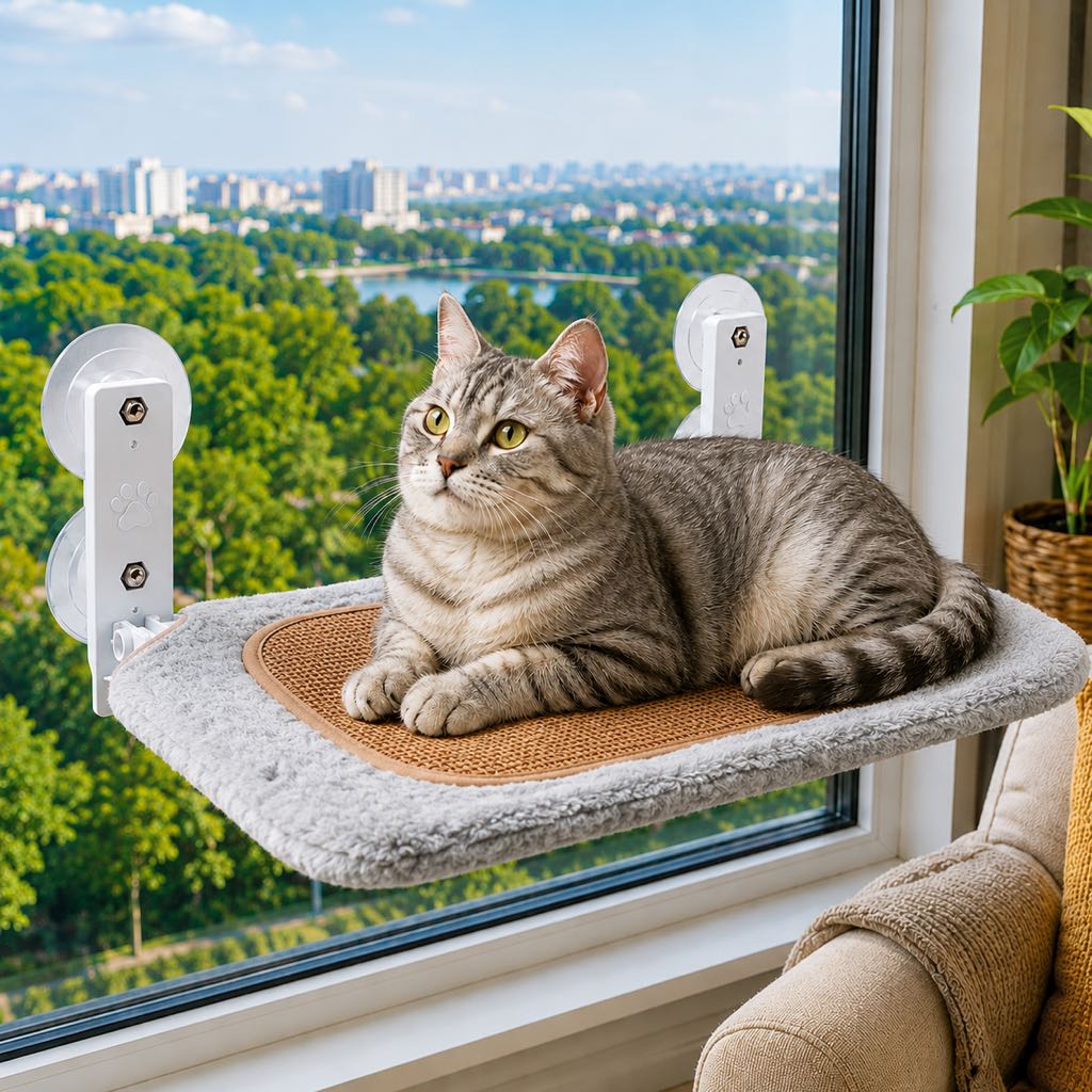 Foldable Cat Window Hammock with Suction Cup Mount