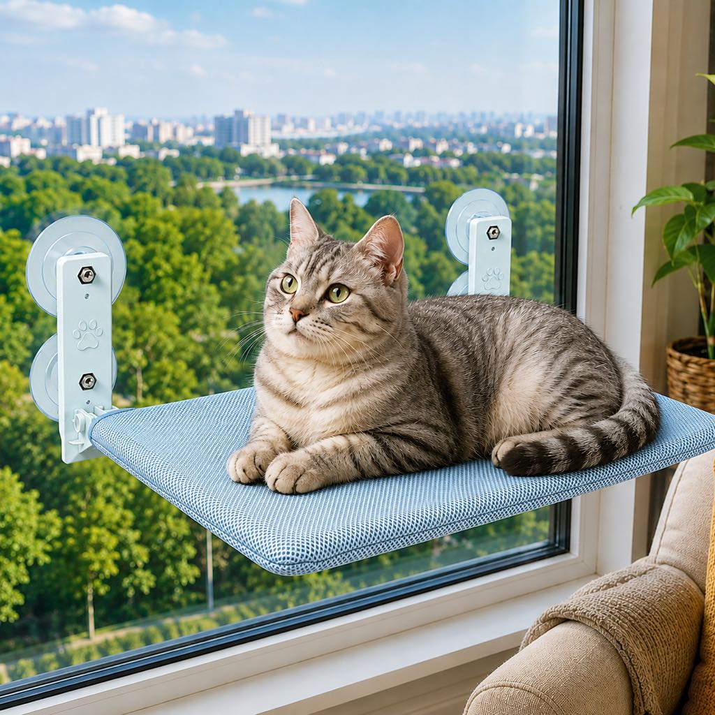 Foldable Cat Window Hammock with Suction Cup Mount