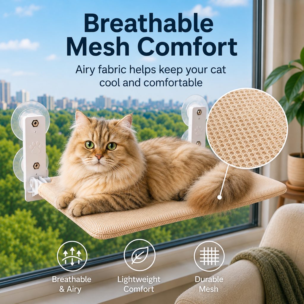 Foldable Cat Window Hammock with Suction Cup Mount