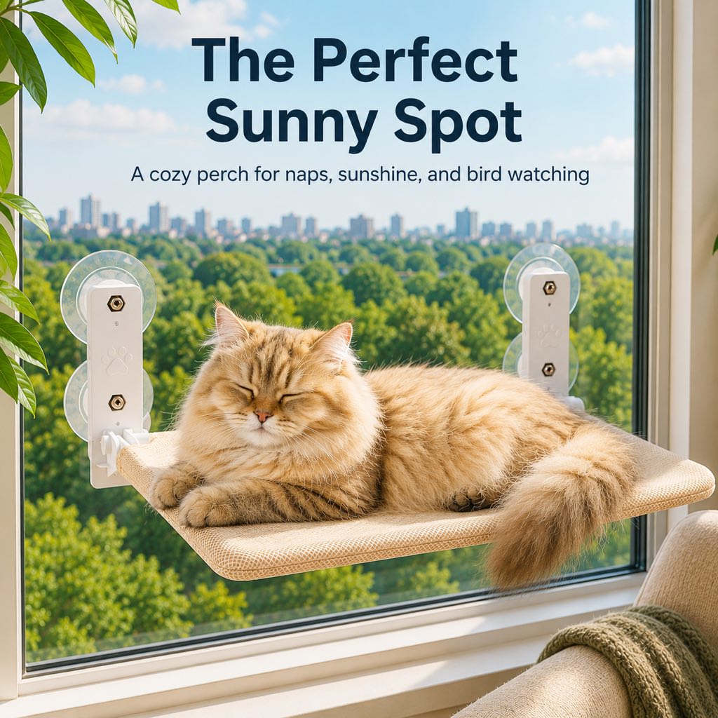 Foldable Cat Window Hammock with Suction Cup Mount