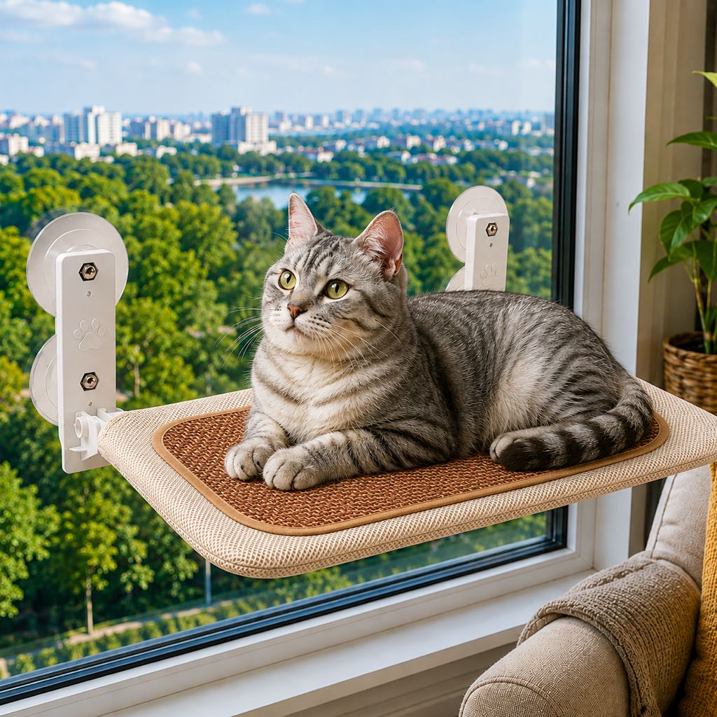 Foldable Cat Window Hammock with Suction Cup Mount