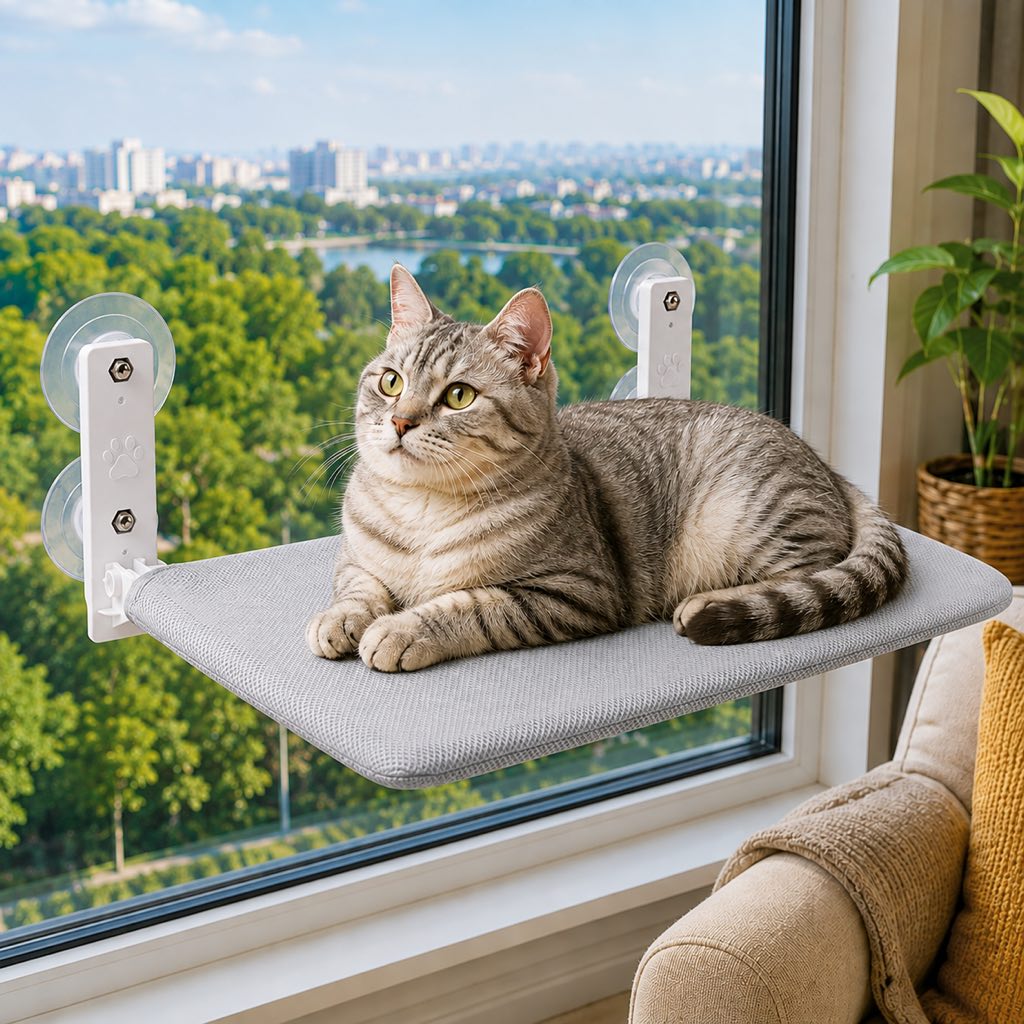 Foldable Cat Window Hammock with Suction Cup Mount