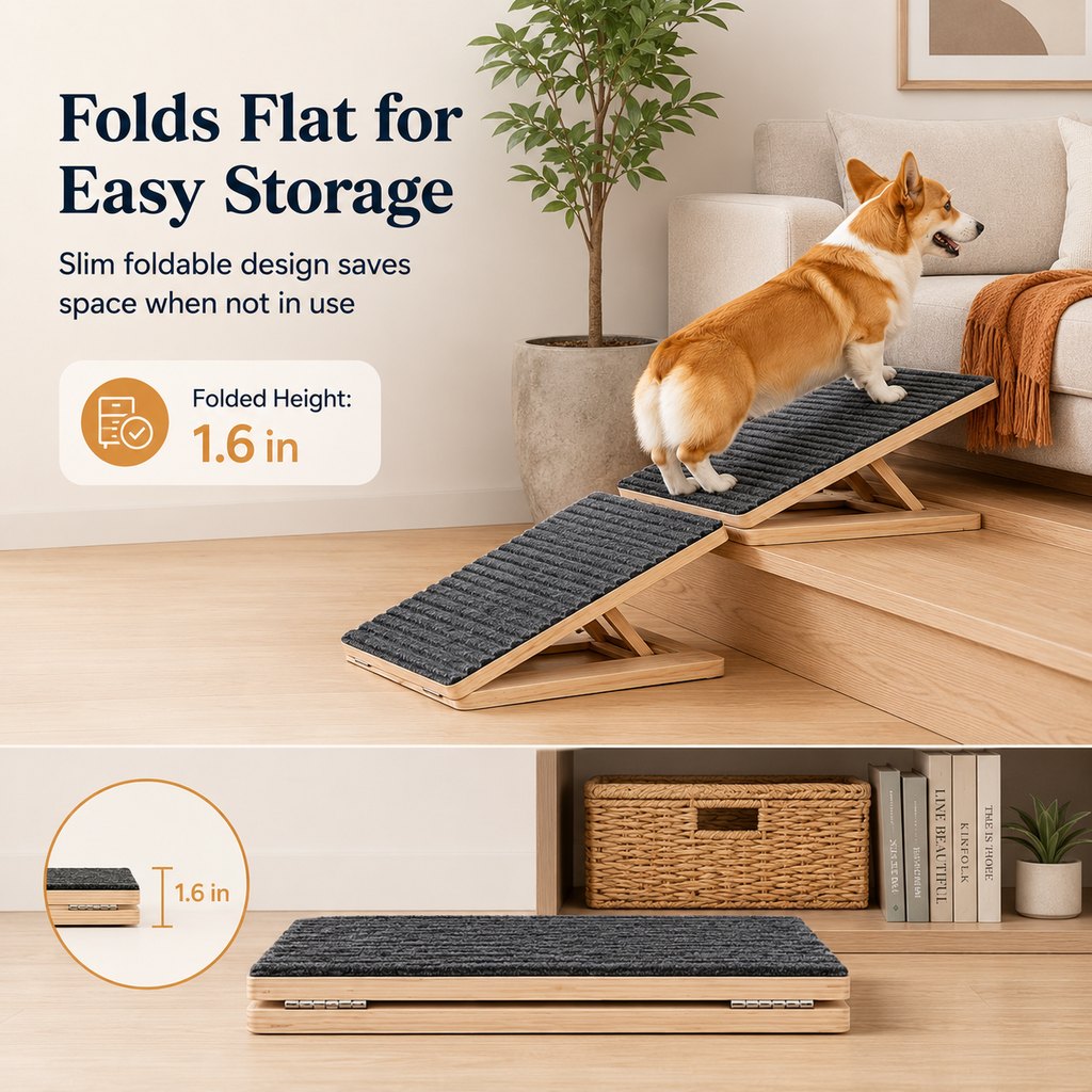 Foldable Wooden Dog Stairs for Small Dogs