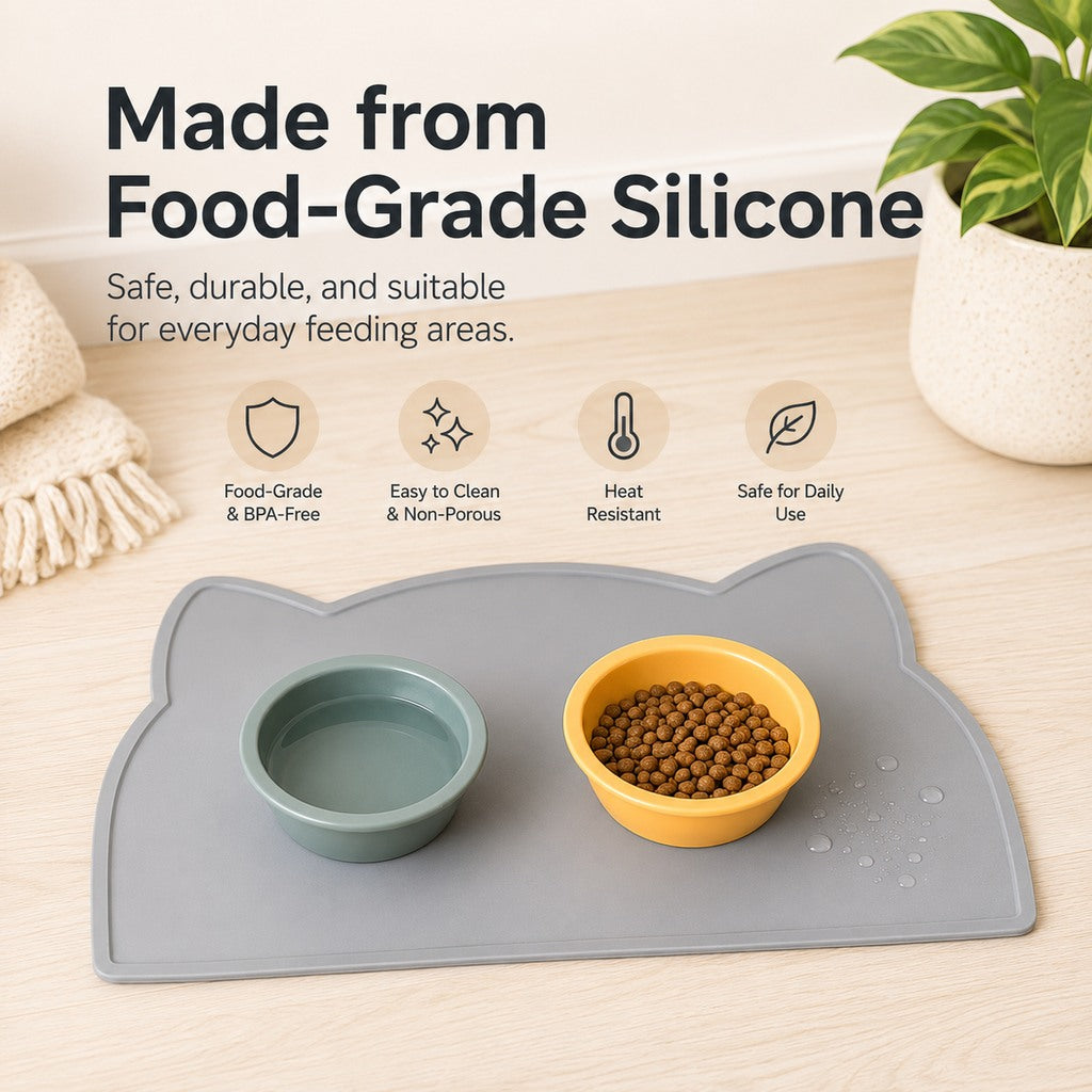 Raised-Edge Silicone Pet Feeding Mat for Cats & Dogs