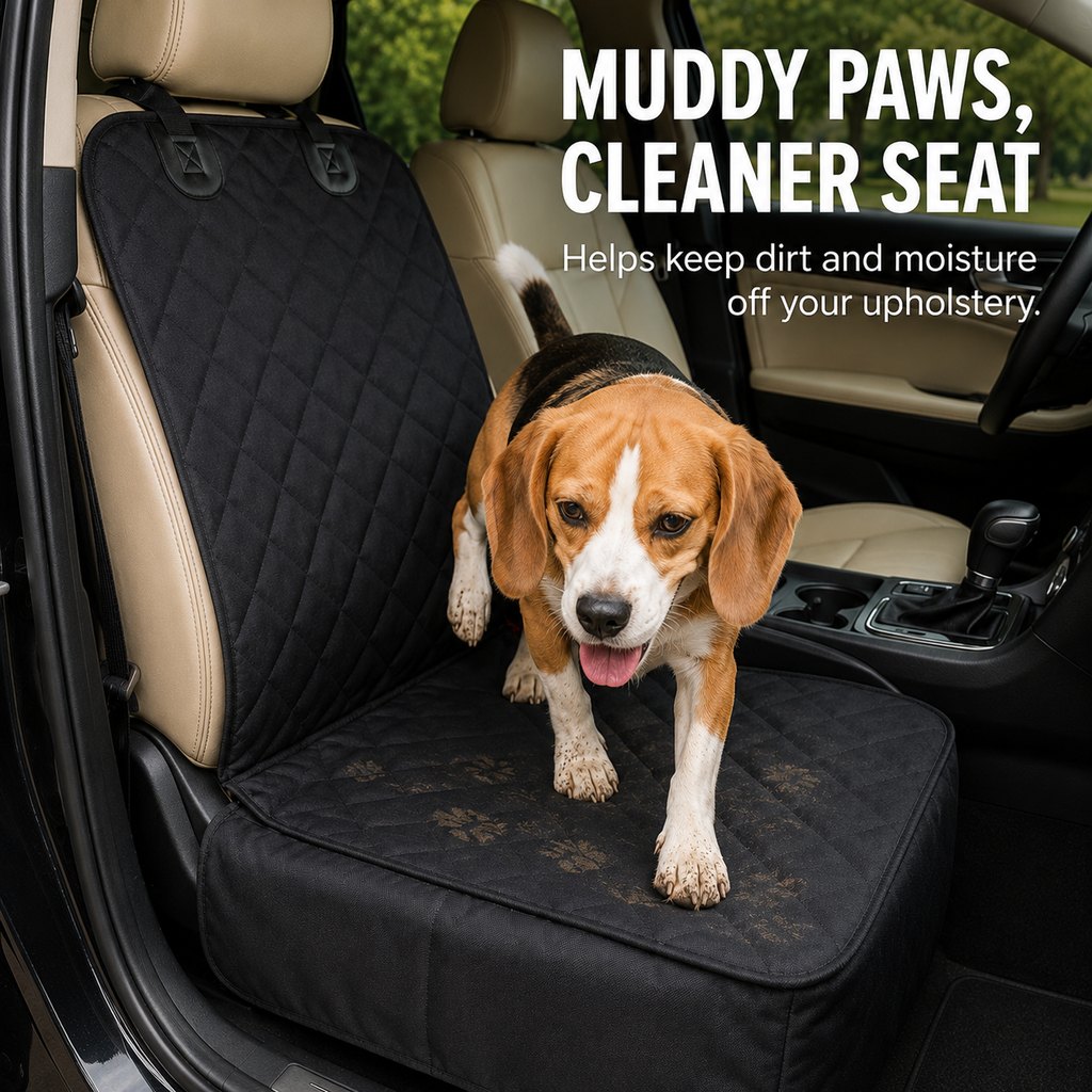 Front Seat Pet Car Seat Cover with Seat Belt Tether